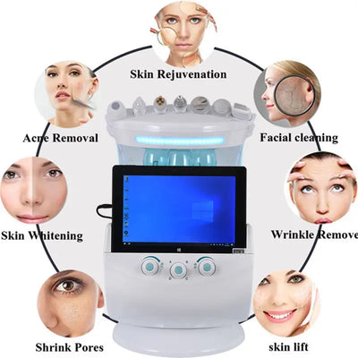 Personal Care Microdermabrasion Machine Skin Analyzer Beauty Appliances Multifunction Device Face Ice Blue