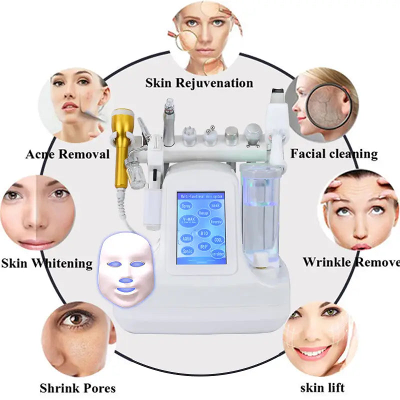 Ultrasonic Microcurent Beauty A Masque Pro Face Laser Hydra Vacuum Nano Spray Oxygen Injector Alice Super Bubble Facial Machine