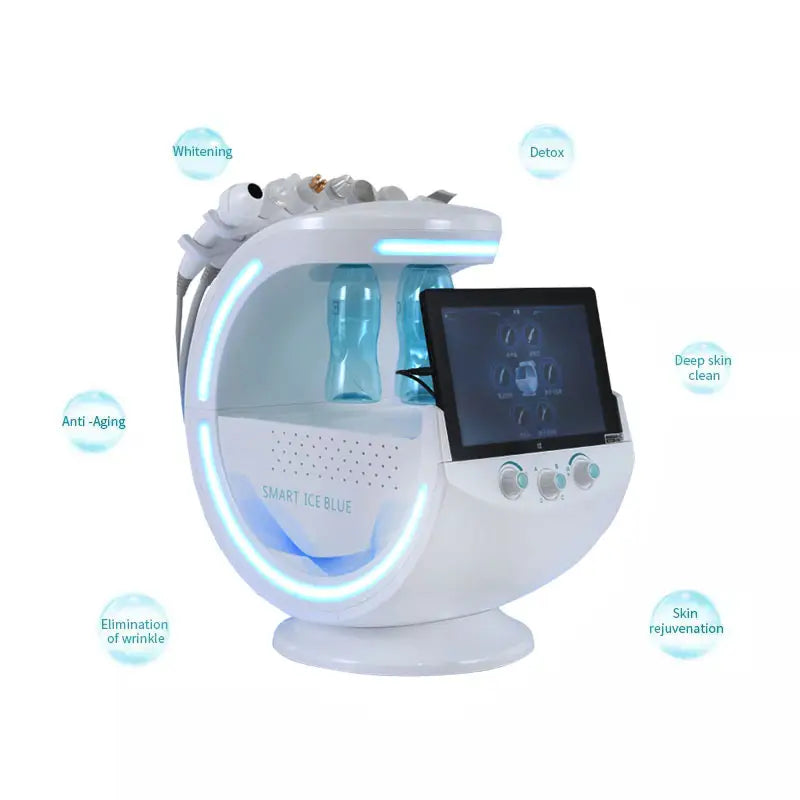 Personal Care Microdermabrasion Machine Skin Analyzer Beauty Appliances Multifunction Device Face Ice Blue