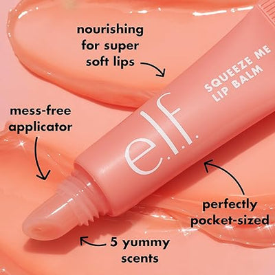 e.l.f. Squeeze Me Lip Balm, Moisturizing Lip Balm For A Sheer Tint Of Color, Infused With Hyaluronic Acid, Vegan & Cruelty-free, Strawberry