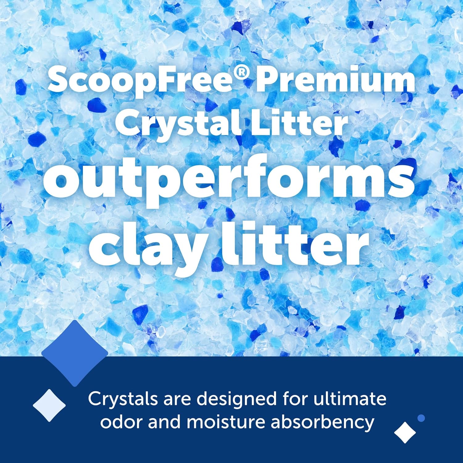 PetSafe ScoopFree Premium Blue Crystal Litter, 2-Pack – Includes 2 Bags – Absorbs Odors 5x Faster than Clay Clumping – Low Tracking for Less Mess – Lasts up to a Month - Lightly Scented