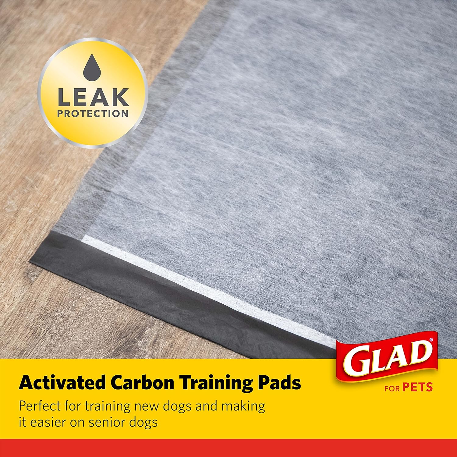 Glad for Pets Black Charcoal Training Pads for Dogs, 23" x 23" - Super Absorbent & Odor Neutralizing Dog Potty Pads, Leak-Resistant Puppy Pee Pads, Pheromone Attractant for Easy Training, Pack of 100