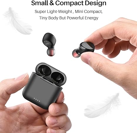 Wireless Earbuds Bluetooth 5.3 Headphones Touch Control with Wireless Charging Case IPX8 Waterproof Stereo Earphones in-Ear Built-in Mic Headset Premium Deep Bass Black