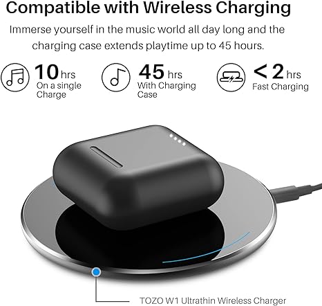 Wireless Earbuds Bluetooth 5.3 Headphones Touch Control with Wireless Charging Case IPX8 Waterproof Stereo Earphones in-Ear Built-in Mic Headset Premium Deep Bass Black