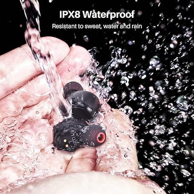 Wireless Earbuds Bluetooth 5.3 Headphones Touch Control with Wireless Charging Case IPX8 Waterproof Stereo Earphones in-Ear Built-in Mic Headset Premium Deep Bass Black