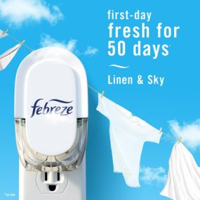 Febreze Plug In Air Fresheners, Linen & Sky Scent, 1 Warmer + 2 Oil Refills