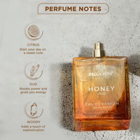 Bella Vita Luxury Honey Oud Eau de Parfum - Floral & Spicy Scent - Clean, Vegan, Cruelty-Free - 1.7 oz