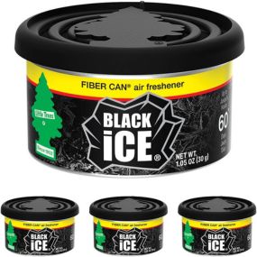 LITTLE TREES Car Air Freshener,  Adjustable Lid for Desired Strength. Black Ice, 4 Air Fresheners