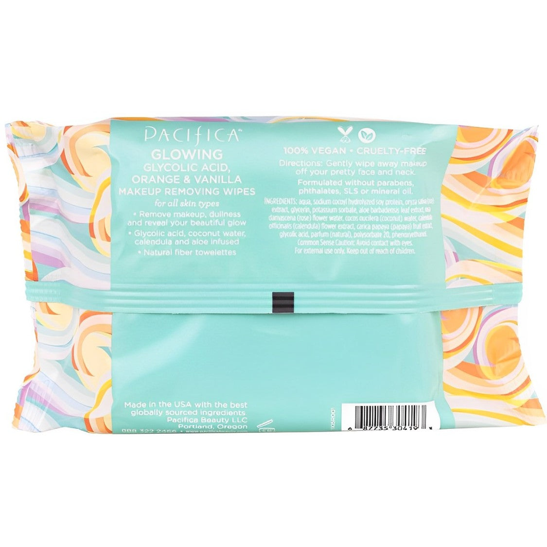 Pacifica Beauty Makeup Remover Wipes - Glycolic Acid, Coconut Water, Aloe - Vegan