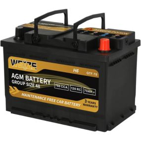 Weize Platinum AGM Battery BCI Group 48-12v 70ah H6 Size 48 Automotive Battery, 120RC, 760CCA, 36 Months Warranty