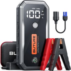 BUTURE 5000A Car Jump Starter, 12V Safe Jump Box with Extended Jumper Cables, Fast Charge, 160W DC, Lights