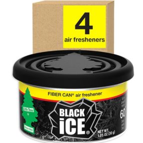 LITTLE TREES Car Air Freshener,  Adjustable Lid for Desired Strength. Black Ice, 4 Air Fresheners