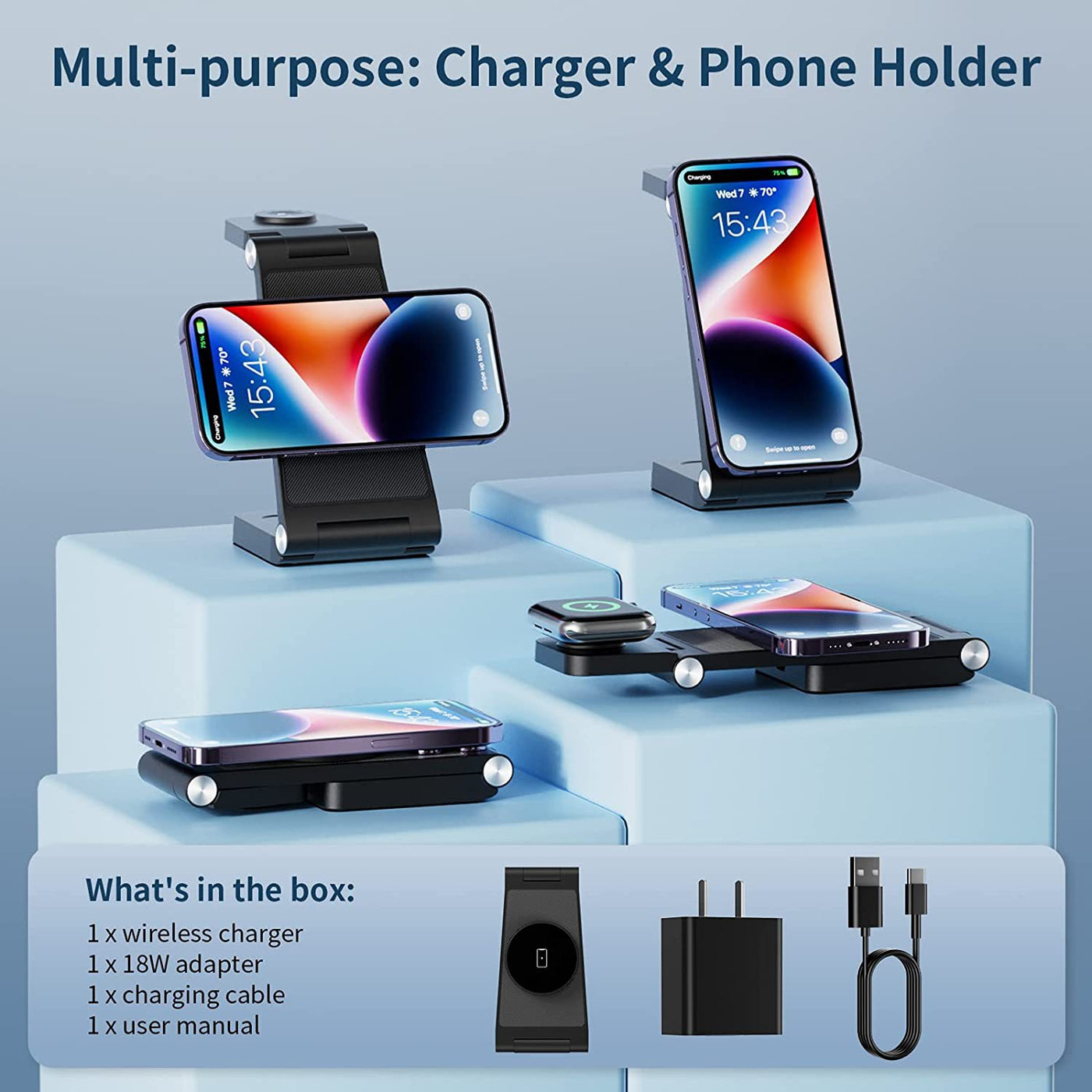 New Vertical Folding Magnetic Three-in-one Wireless Charger
