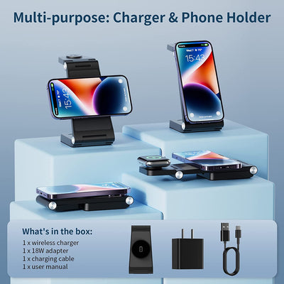 New Vertical Folding Magnetic Three-in-one Wireless Charger