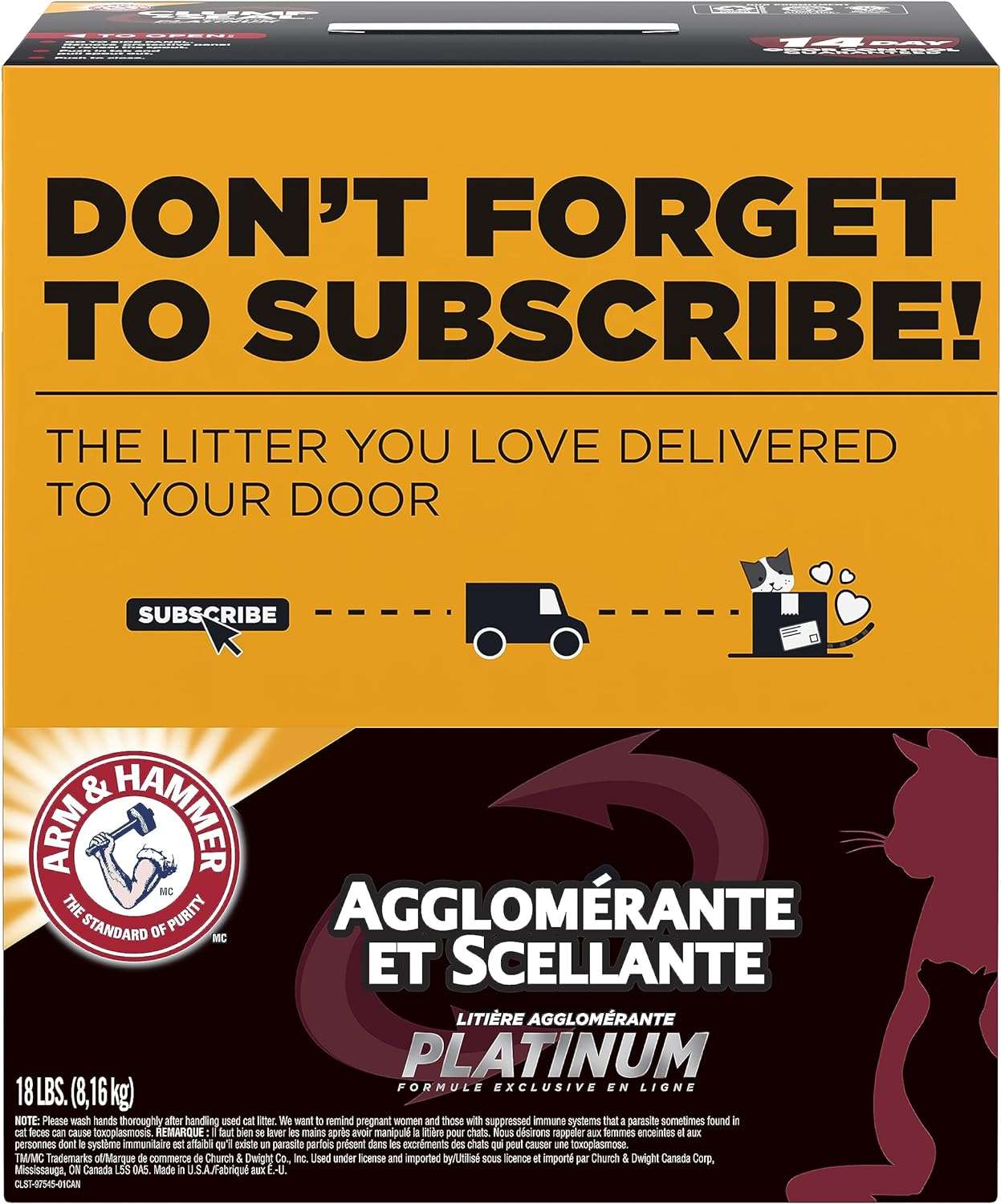 Arm & Hammer Clump & Seal Platinum Multi-Cat Complete Odor Sealing Clumping Cat Litter, 14 Days of Odor Control 18lb, Online Exclusive Formula