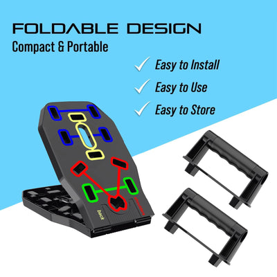 Push Up Board, Foldable 10 in 1 Push Up Bar with Resistance Bands,Portable Multi-Function Push up Handles for Floor,Professional Push Up Strength Training Equipment