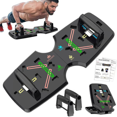 Push Up Board, Foldable 10 in 1 Push Up Bar with Resistance Bands,Portable Multi-Function Push up Handles for Floor,Professional Push Up Strength Training Equipment
