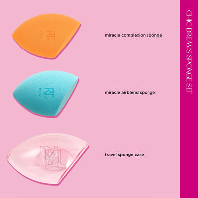 Real Techniques Miracle Complexion Sponge, Makeup Blender for Liquid and Cream Foundation, Full Coverage, Streak-Free Professional Makeup Tool, Cruelty Free, Vegan, Latex Free, 4 Count