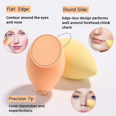 Makeup Sponge Set BS-MALL Blender Sponges 7 Pcs for Liquid, Cream, and Powder, Multi-colored with 1 Mini Makeup Sponge Pink (A-Pink)