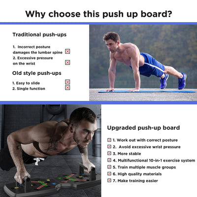 Push Up Board, Foldable 10 in 1 Push Up Bar with Resistance Bands,Portable Multi-Function Push up Handles for Floor,Professional Push Up Strength Training Equipment