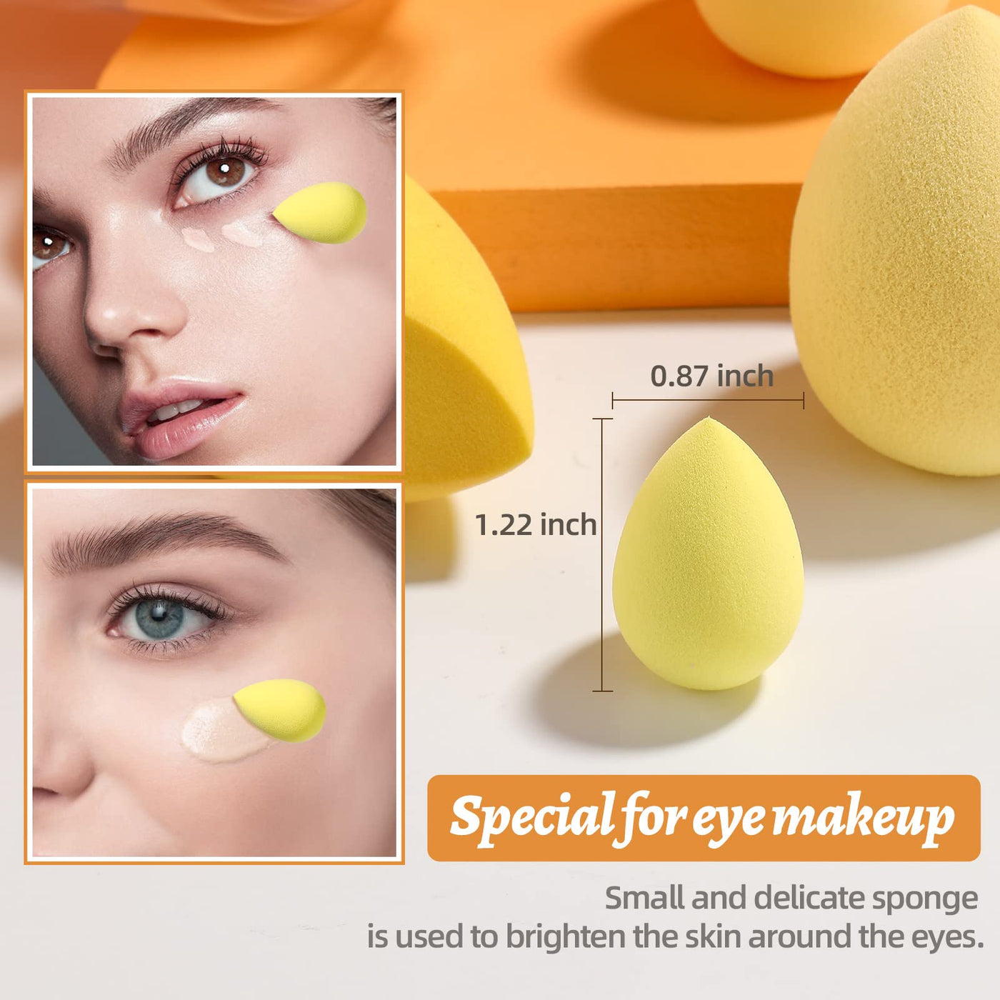 Makeup Sponge Set BS-MALL Blender Sponges 7 Pcs for Liquid, Cream, and Powder, Multi-colored with 1 Mini Makeup Sponge Pink (A-Pink)