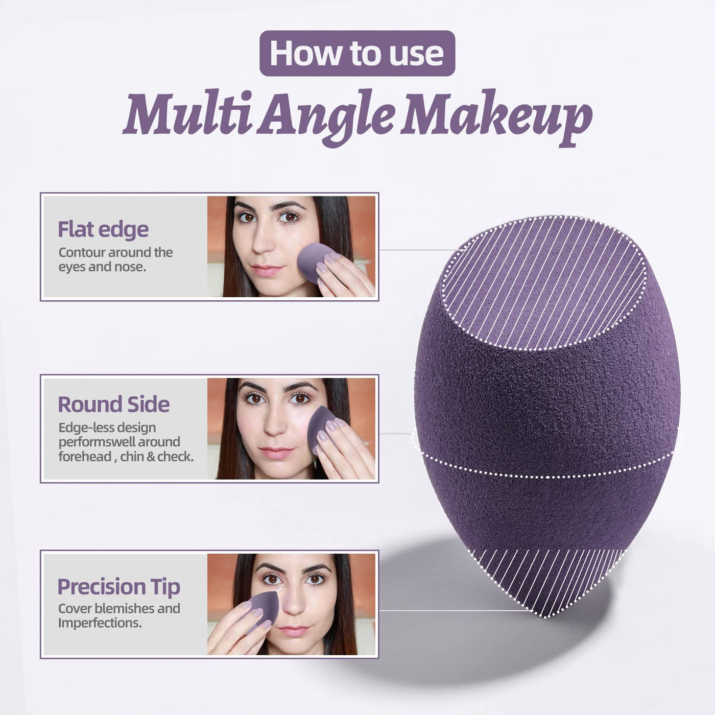 Makeup Sponge Set BS-MALL Blender Sponges 7 Pcs for Liquid, Cream, and Powder, Multi-colored with 1 Mini Makeup Sponge Pink (A-Pink)