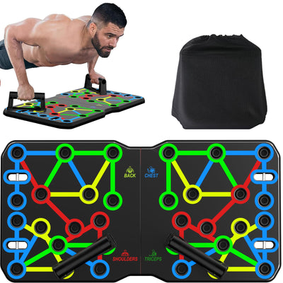 Push Up Board, Foldable 10 in 1 Push Up Bar with Resistance Bands,Portable Multi-Function Push up Handles for Floor,Professional Push Up Strength Training Equipment
