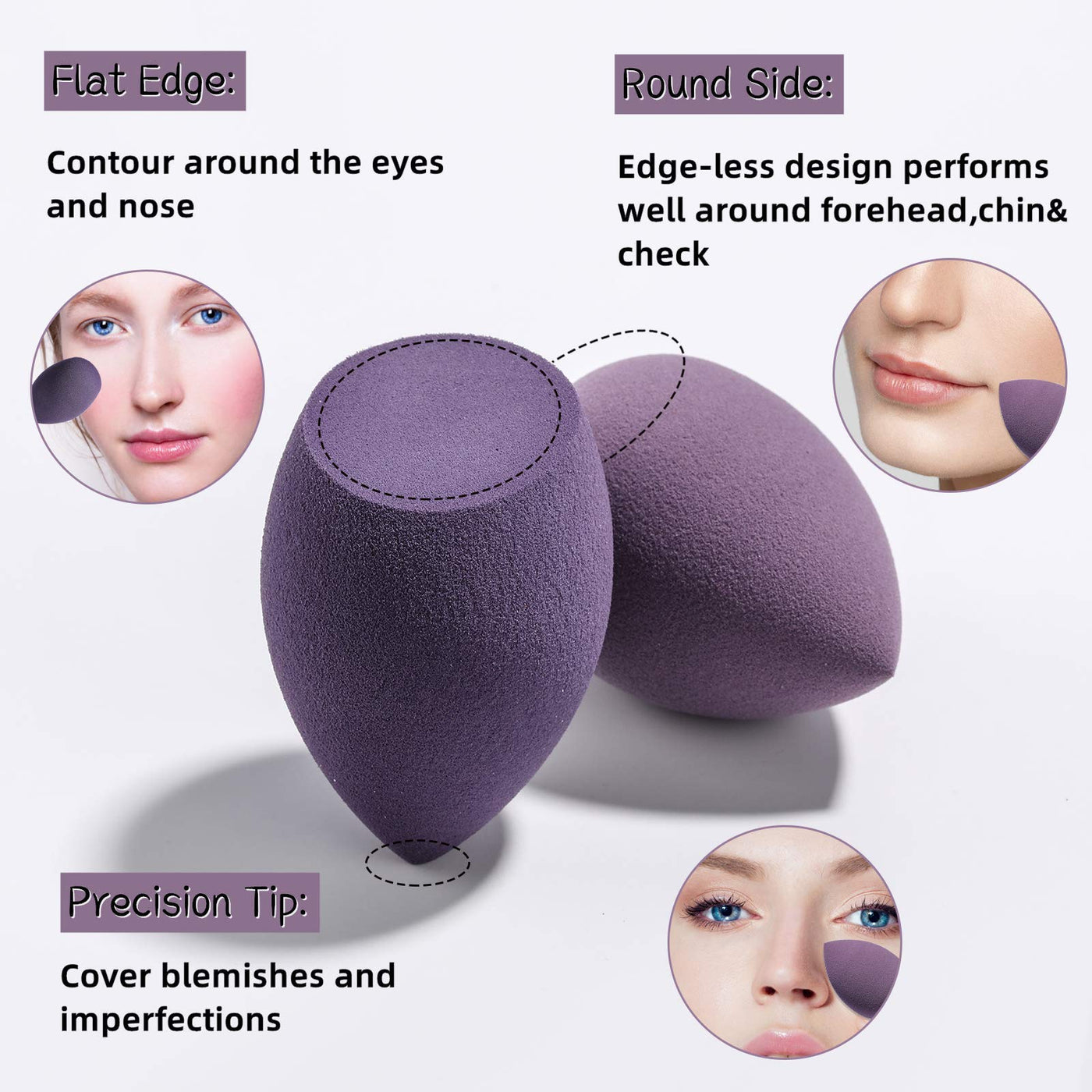Makeup Sponge Set BS-MALL Blender Sponges 7 Pcs for Liquid, Cream, and Powder, Multi-colored with 1 Mini Makeup Sponge Pink (A-Pink)
