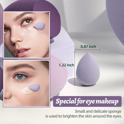 Makeup Sponge Set BS-MALL Blender Sponges 7 Pcs for Liquid, Cream, and Powder, Multi-colored with 1 Mini Makeup Sponge Pink (A-Pink)