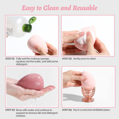 Makeup Sponge Set BS-MALL Blender Sponges 7 Pcs for Liquid, Cream, and Powder, Multi-colored with 1 Mini Makeup Sponge Pink (A-Pink)