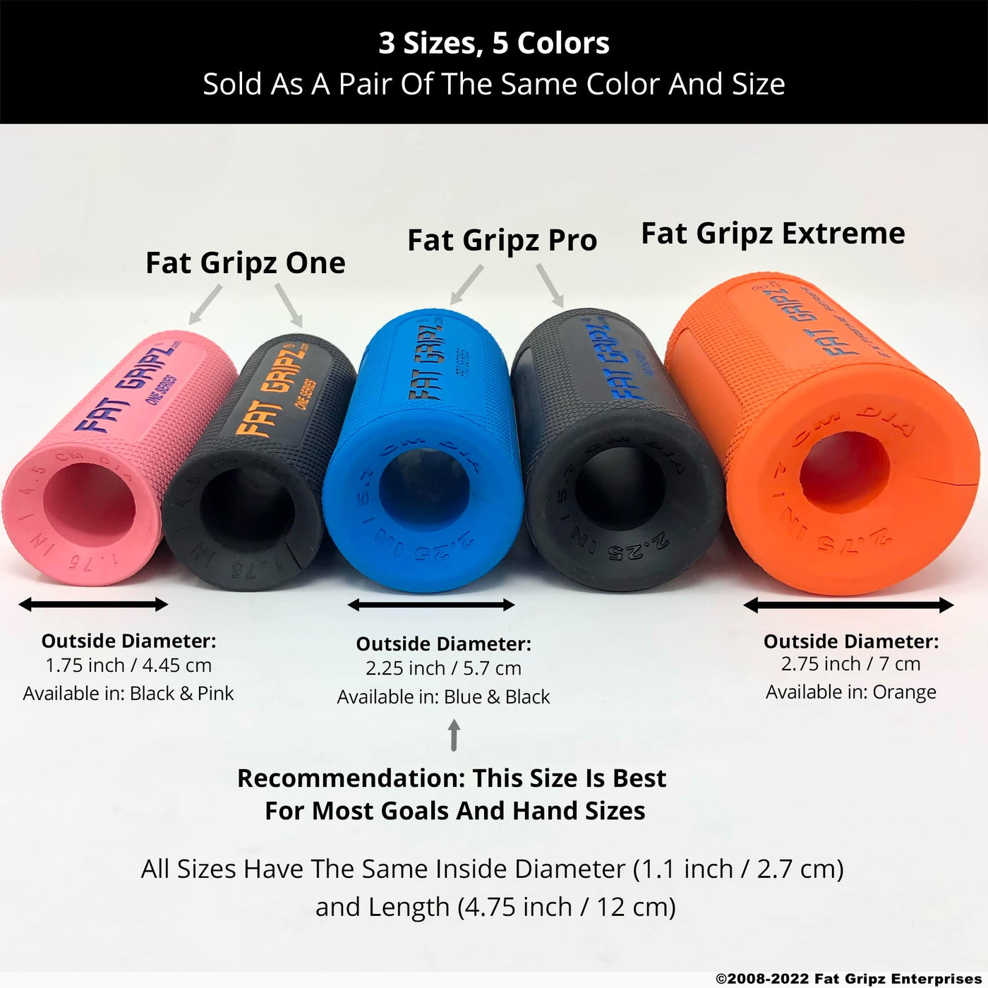 Fat Gripz Pro (2.25”) - The Simple Proven Way to Get Big Biceps & Forearms Fast