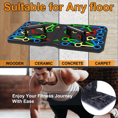 Push Up Board, Foldable 10 in 1 Push Up Bar with Resistance Bands,Portable Multi-Function Push up Handles for Floor,Professional Push Up Strength Training Equipment