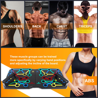 Push Up Board, Foldable 10 in 1 Push Up Bar with Resistance Bands,Portable Multi-Function Push up Handles for Floor,Professional Push Up Strength Training Equipment