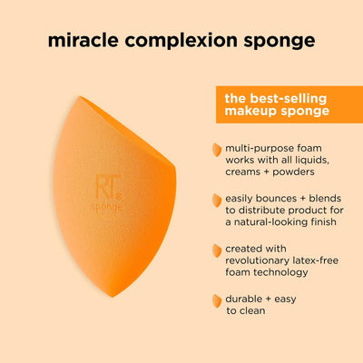 Real Techniques Miracle Complexion Sponge, Makeup Blender for Liquid and Cream Foundation, Full Coverage, Streak-Free Professional Makeup Tool, Cruelty Free, Vegan, Latex Free, 4 Count