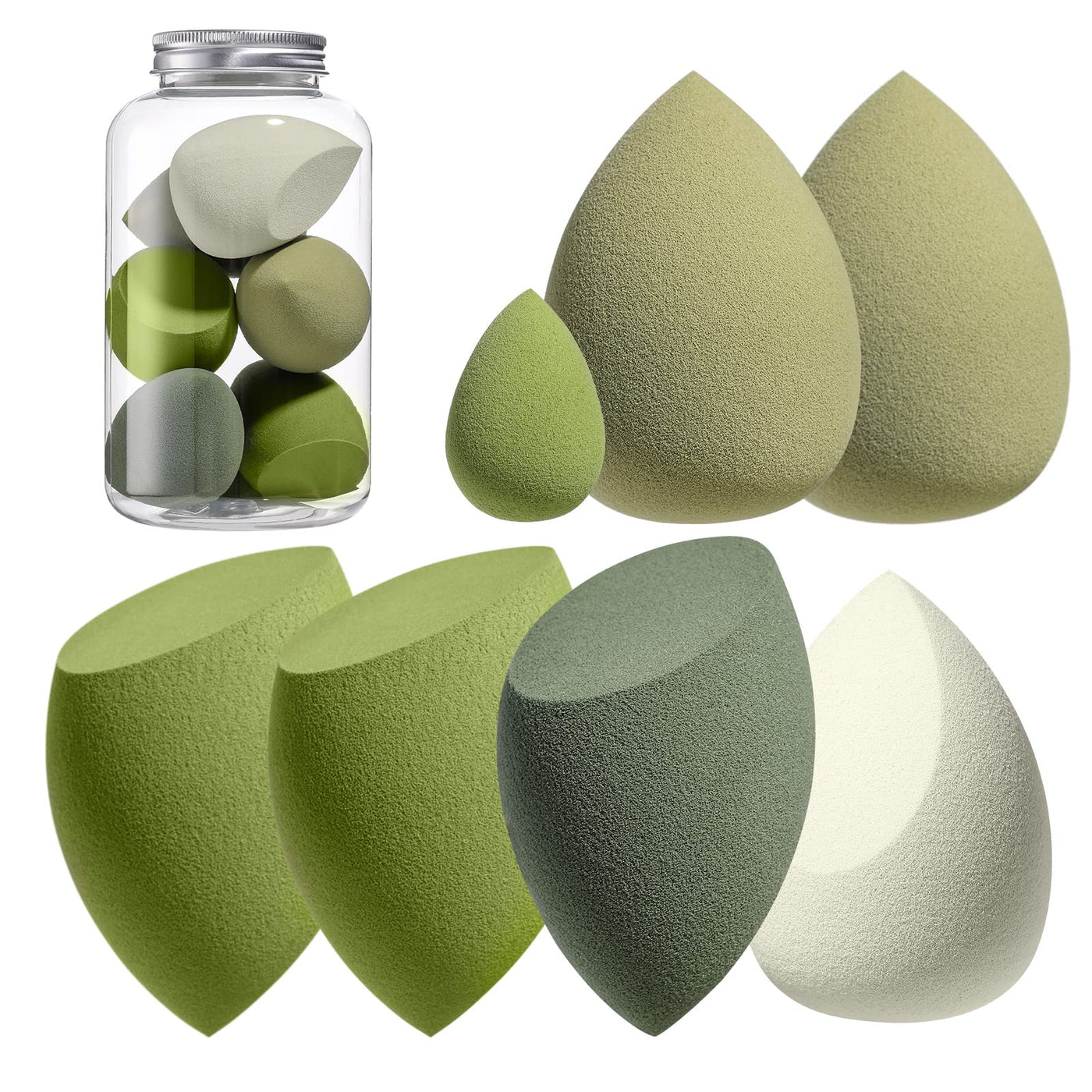 Makeup Sponge Set BS-MALL Blender Sponges 7 Pcs for Liquid, Cream, and Powder, Multi-colored with 1 Mini Makeup Sponge Pink (A-Pink)