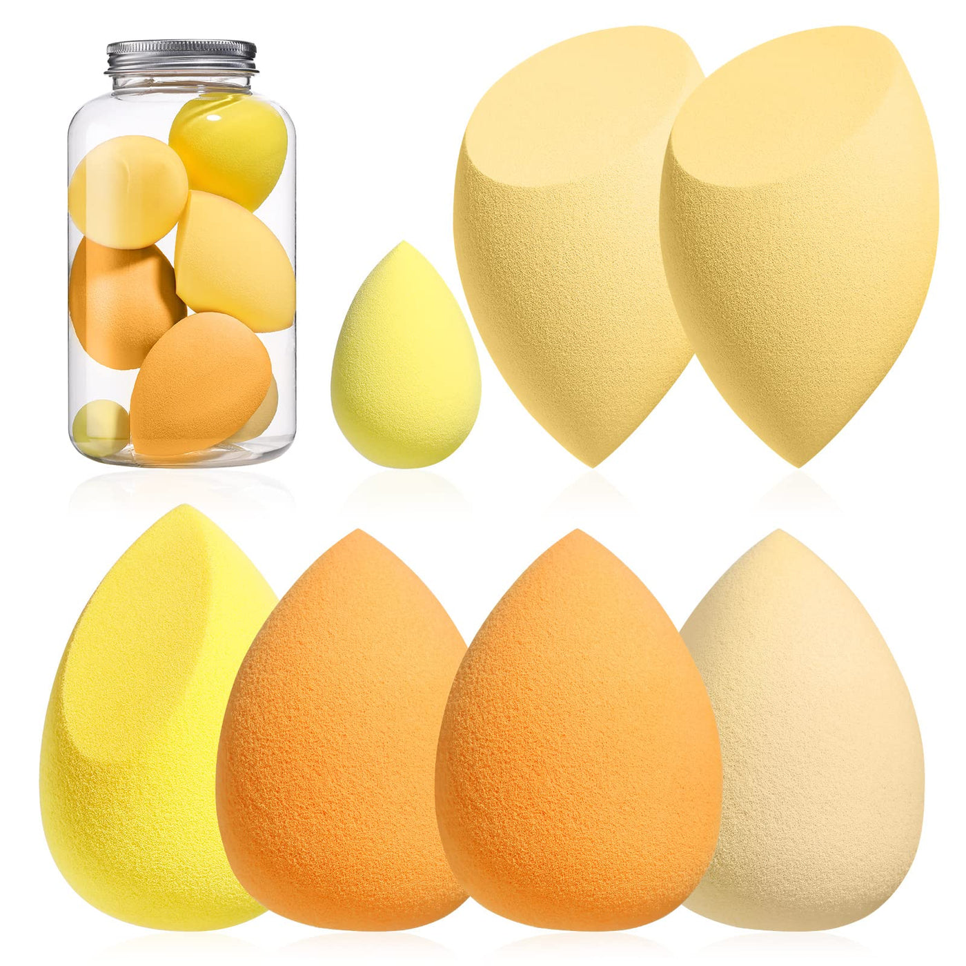 Makeup Sponge Set BS-MALL Blender Sponges 7 Pcs for Liquid, Cream, and Powder, Multi-colored with 1 Mini Makeup Sponge Pink (A-Pink)