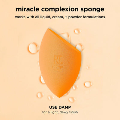 Real Techniques Miracle Complexion Sponge, Makeup Blender for Liquid and Cream Foundation, Full Coverage, Streak-Free Professional Makeup Tool, Cruelty Free, Vegan, Latex Free, 4 Count